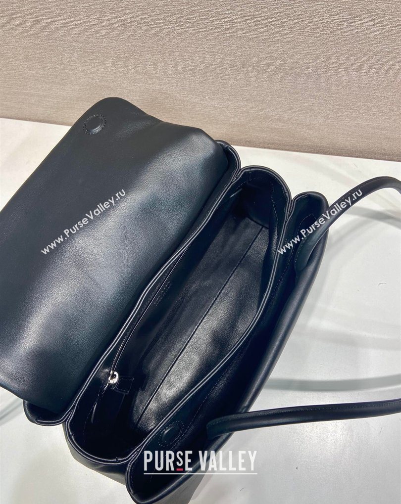 Prada Passage medium leather bag with Re-Nylon flap Black 2026 1BA495 (YZ-260410112)