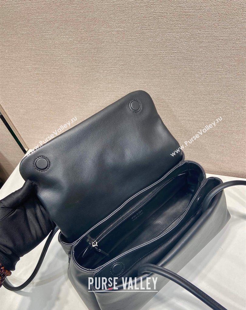 Prada Passage medium leather bag with Re-Nylon flap Black 2026 1BA495 (YZ-260410112)