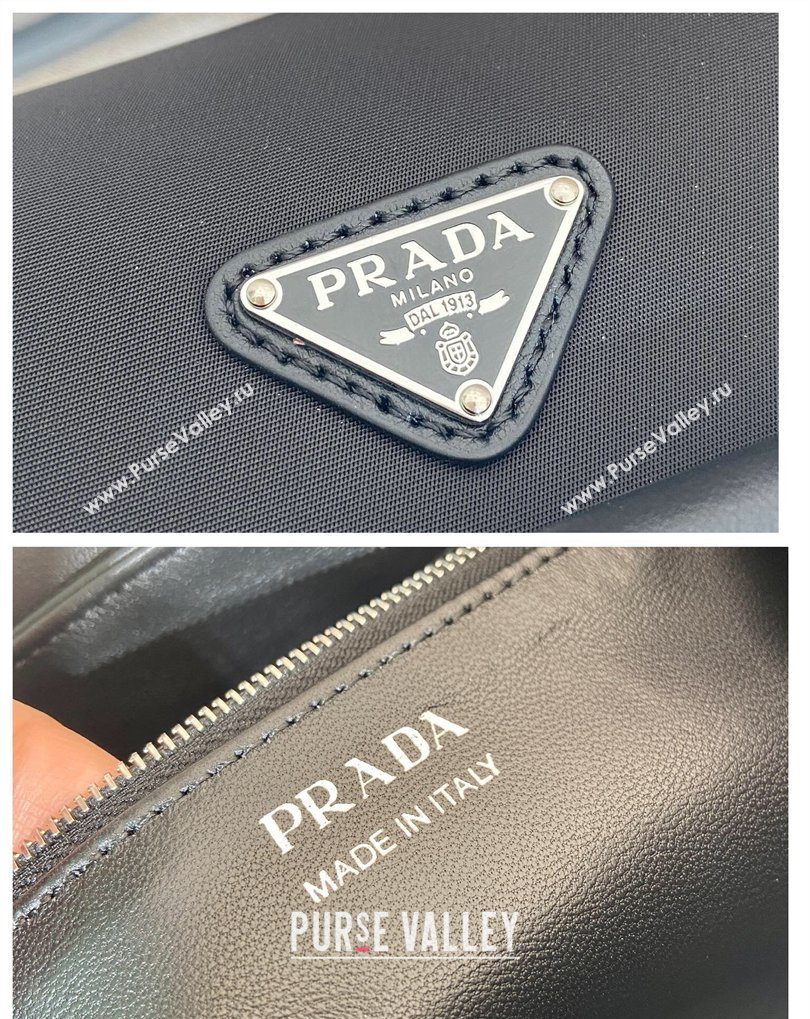 Prada Passage medium leather bag with Re-Nylon flap Black 2026 1BA495 (YZ-260410112)