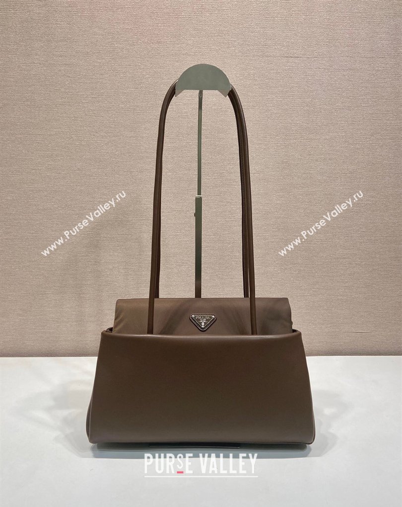 Prada Passage medium leather bag with Re-Nylon flap Coffee Brown 2026 1BA495 (YZ-260410113)