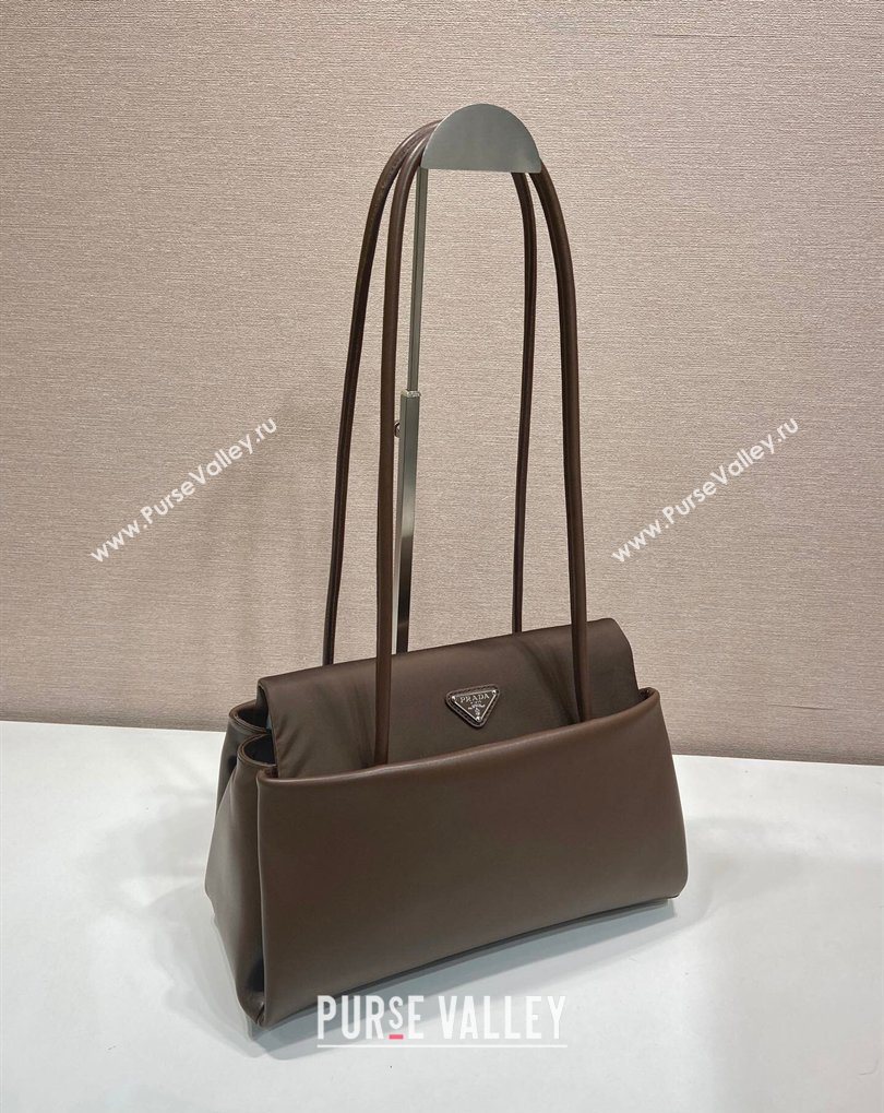 Prada Passage medium leather bag with Re-Nylon flap Coffee Brown 2026 1BA495 (YZ-260410113)