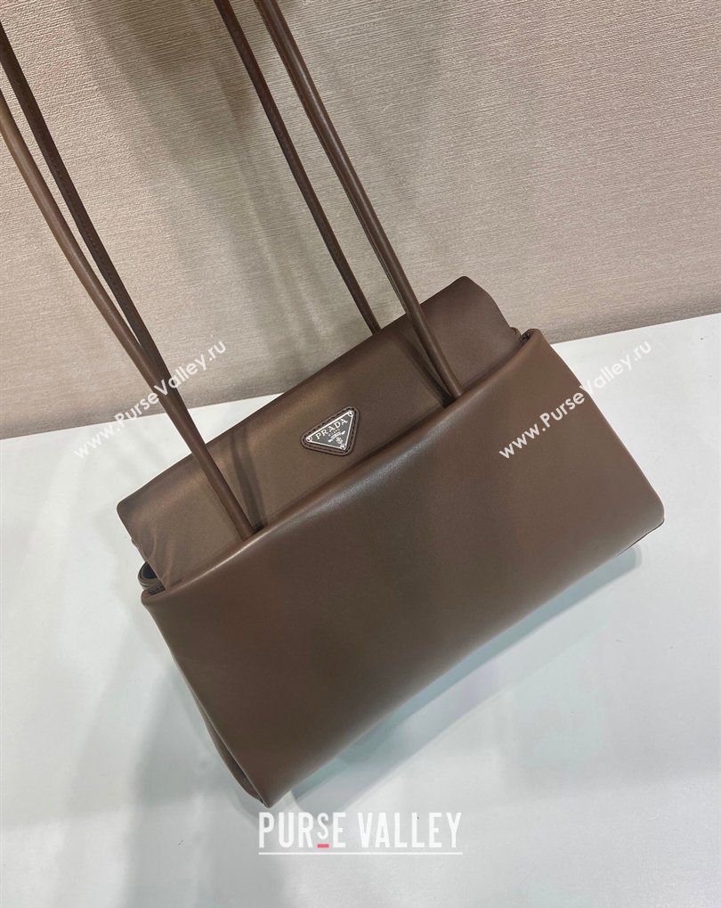 Prada Passage medium leather bag with Re-Nylon flap Coffee Brown 2026 1BA495 (YZ-260410113)