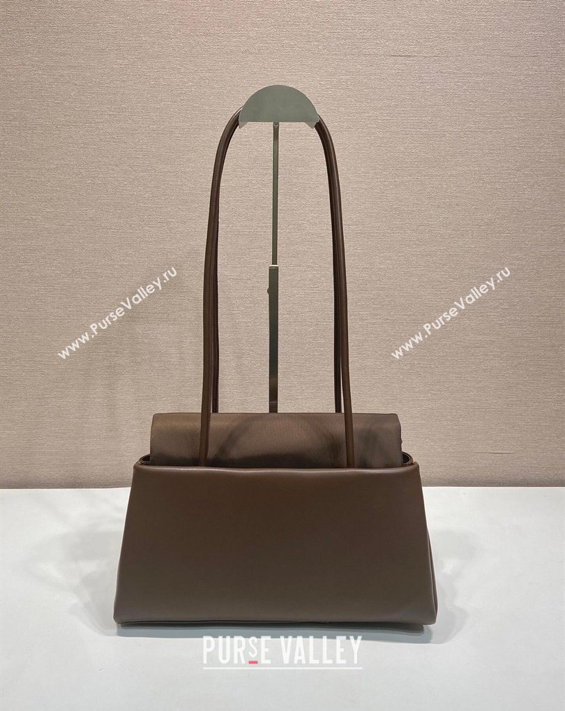 Prada Passage medium leather bag with Re-Nylon flap Coffee Brown 2026 1BA495 (YZ-260410113)