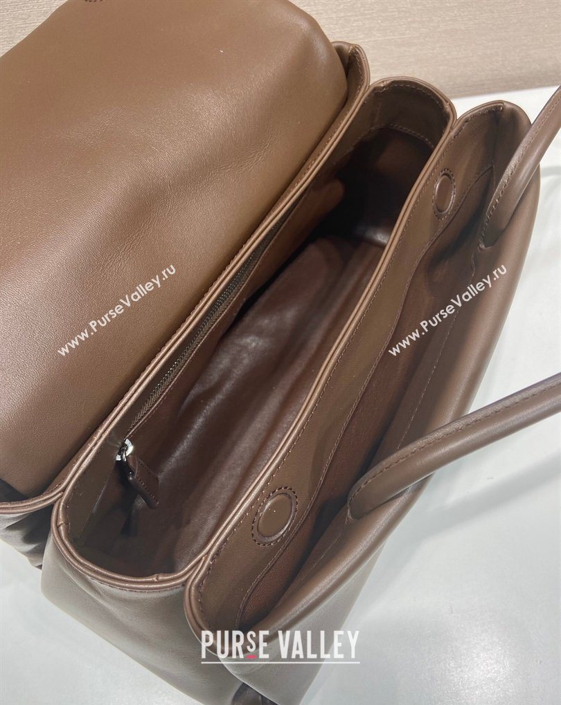 Prada Passage medium leather bag with Re-Nylon flap Coffee Brown 2026 1BA495 (YZ-260410113)