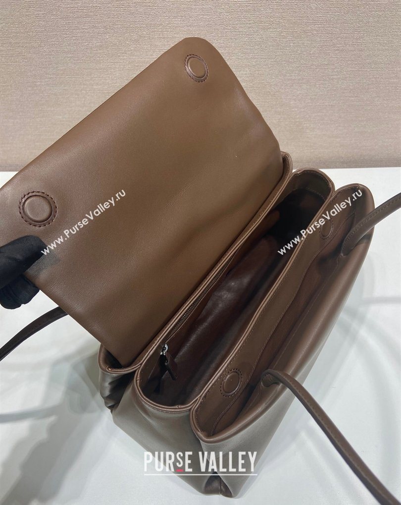 Prada Passage medium leather bag with Re-Nylon flap Coffee Brown 2026 1BA495 (YZ-260410113)