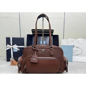 Prada Large washed leather top-handle bag Cocoa Brown 2026 1BB156 (YZ-260410079)