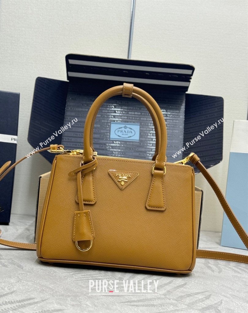 Prada Galleria small Saffiano leather bag Caramel Brown 2026 1BA896 (YZ-260410116)