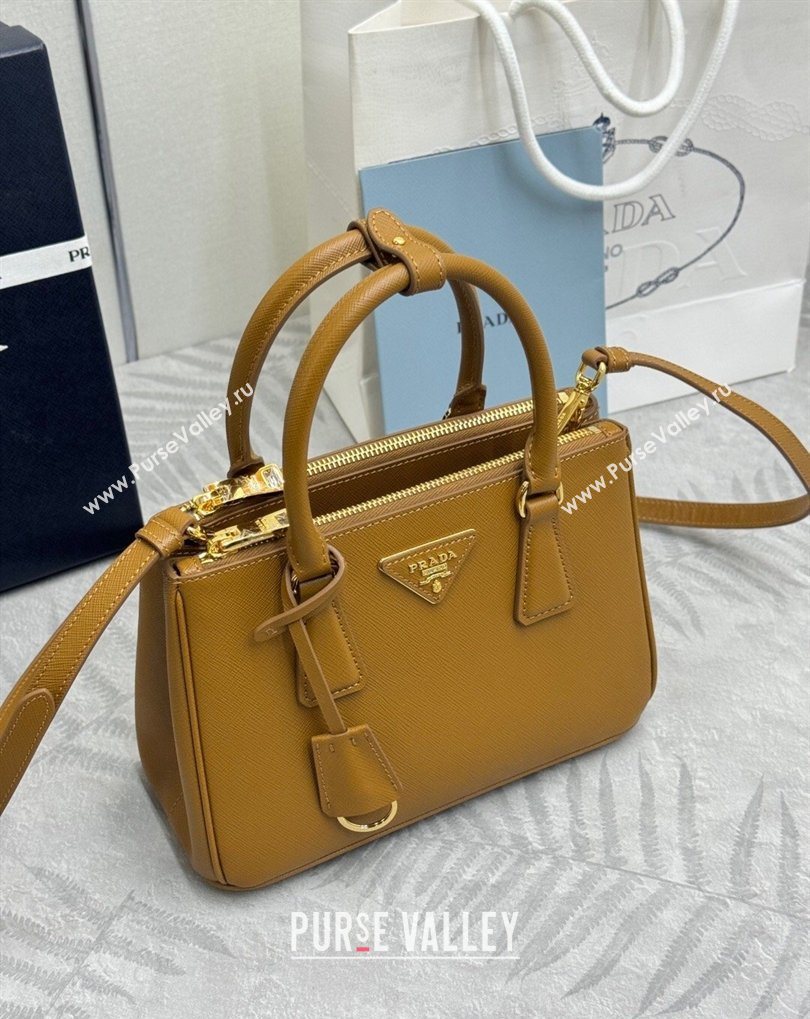 Prada Galleria small Saffiano leather bag Caramel Brown 2026 1BA896 (YZ-260410116)