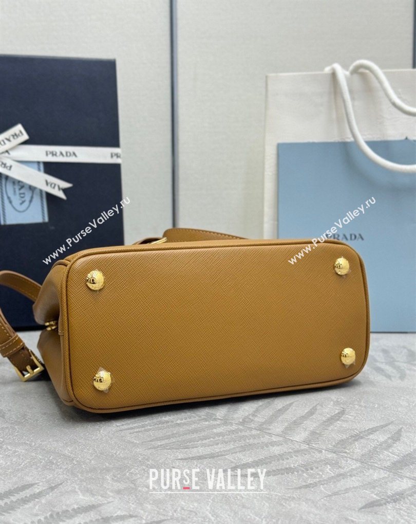 Prada Galleria small Saffiano leather bag Caramel Brown 2026 1BA896 (YZ-260410116)
