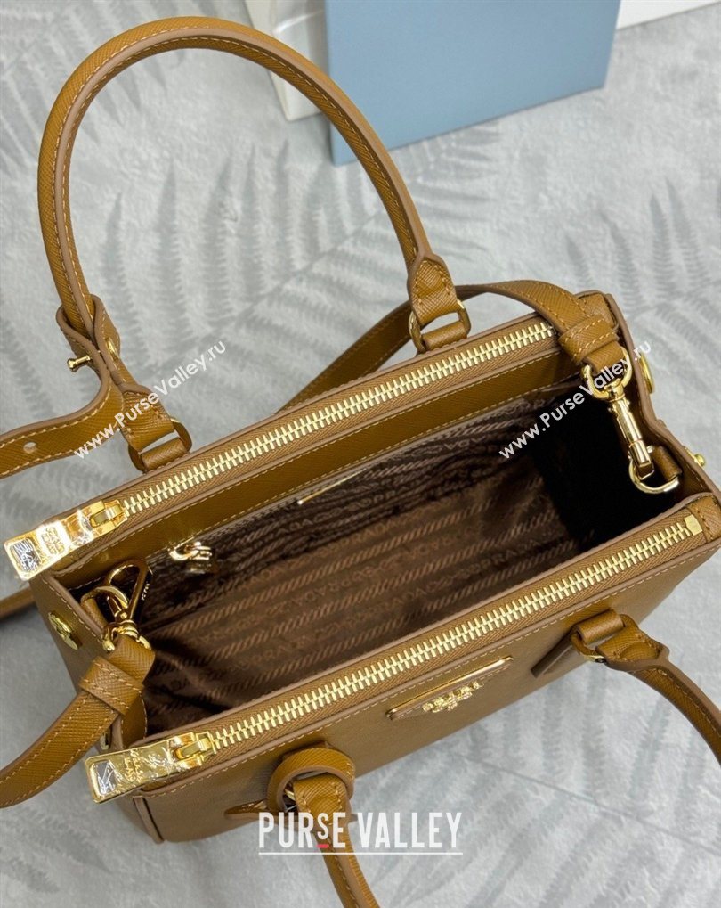 Prada Galleria small Saffiano leather bag Caramel Brown 2026 1BA896 (YZ-260410116)