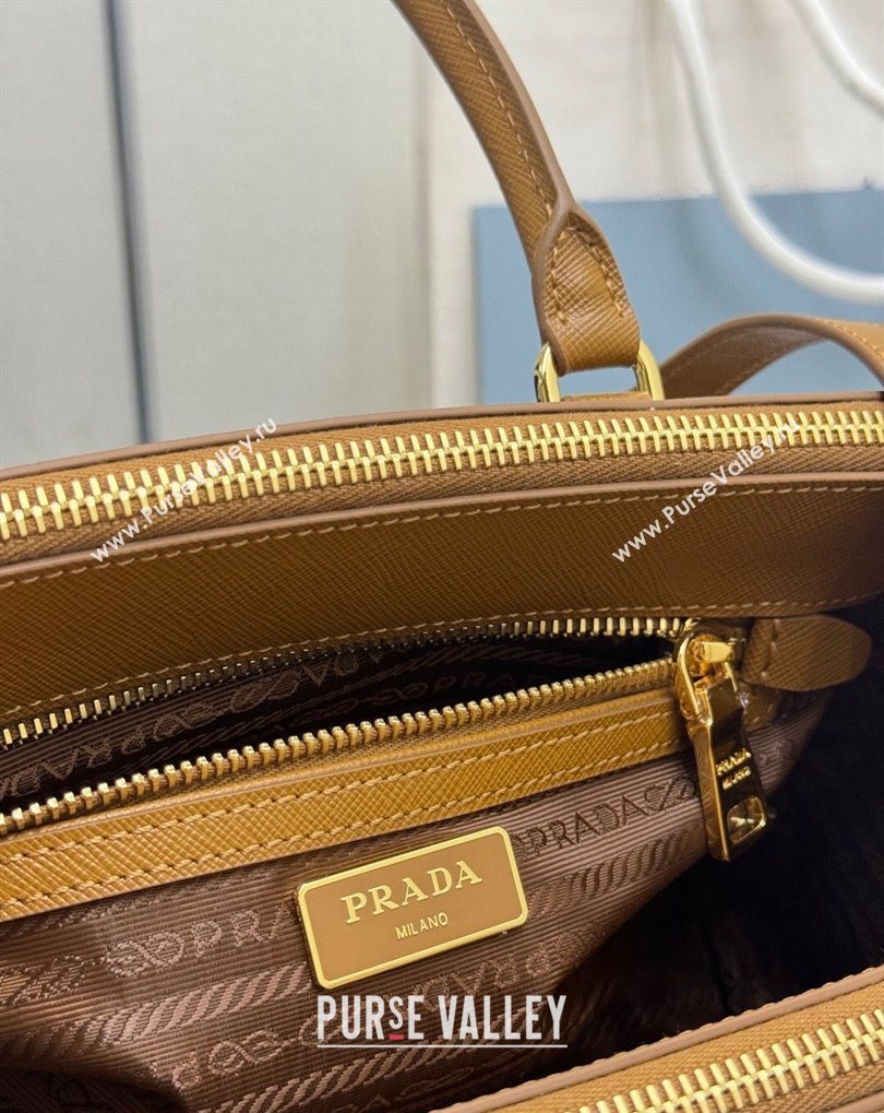 Prada Galleria small Saffiano leather bag Caramel Brown 2026 1BA896 (YZ-260410116)