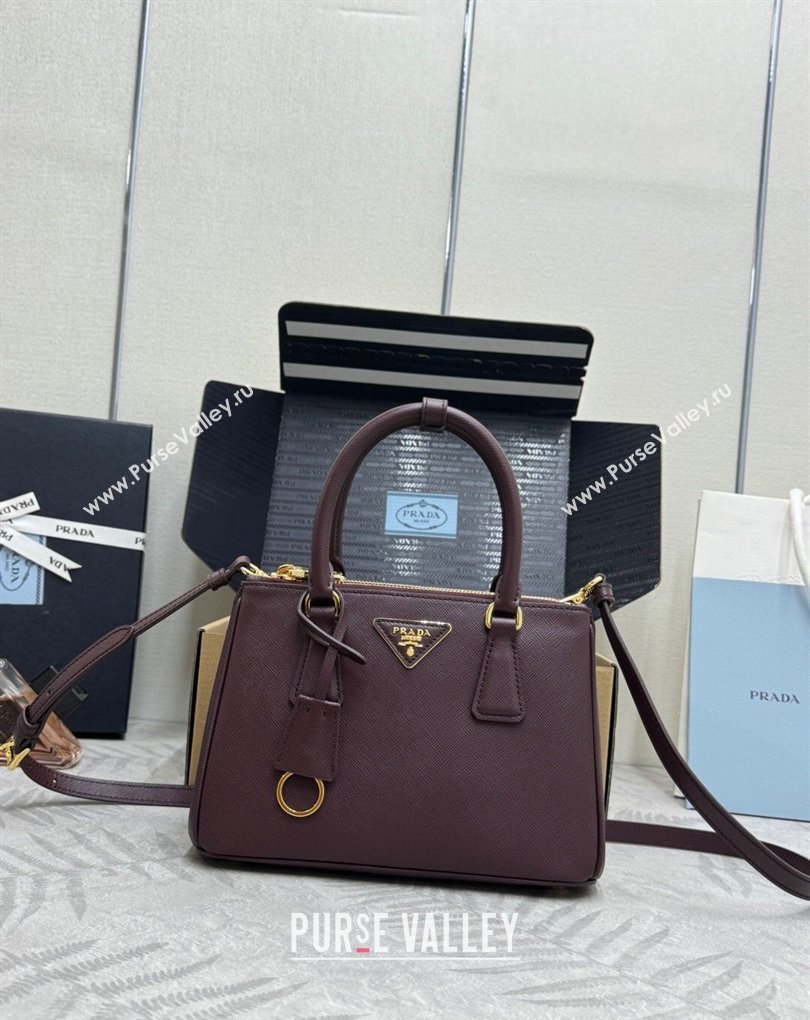 Prada Galleria small Saffiano leather bag Burgundy 2026 1BA896 (YZ-260410117)