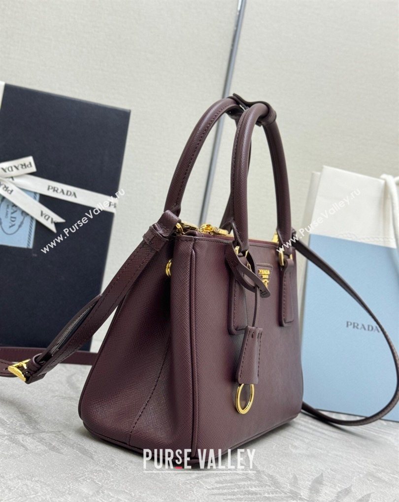 Prada Galleria small Saffiano leather bag Burgundy 2026 1BA896 (YZ-260410117)