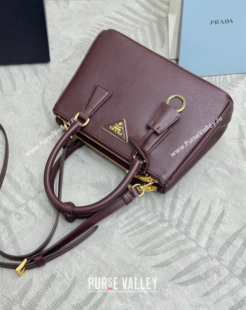 Prada Galleria small Saffiano leather bag Burgundy 2026 1BA896 (YZ-260410117)