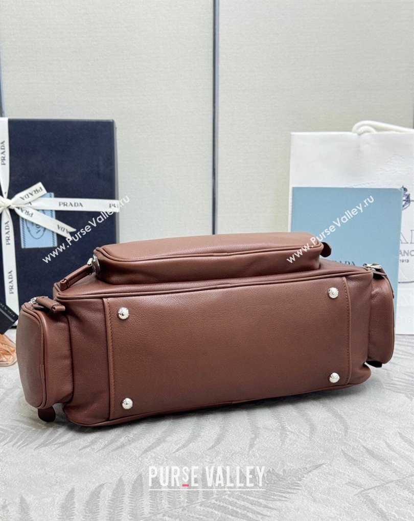 Prada Large washed leather top-handle bag Cocoa Brown 2026 1BB156 (YZ-260410079)