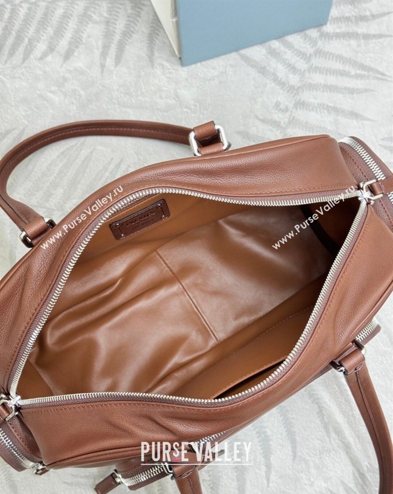 Prada Large washed leather top-handle bag Cocoa Brown 2026 1BB156 (YZ-260410079)