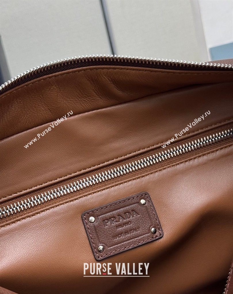 Prada Large washed leather top-handle bag Cocoa Brown 2026 1BB156 (YZ-260410079)