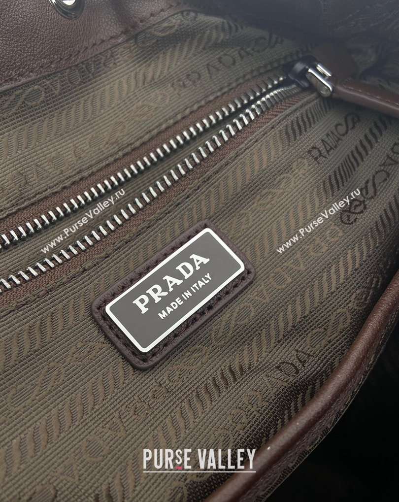 Prada Mens Explore leather backpack bag Coffee Brown 2026 2VZ118 (YZ-260410123)