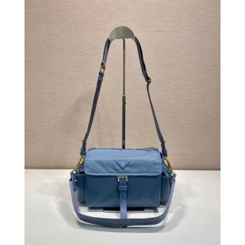 Prada Explore medium Re-Nylon shoulder bag with flap Blue 2026 1BD394 (YZ-260410128)