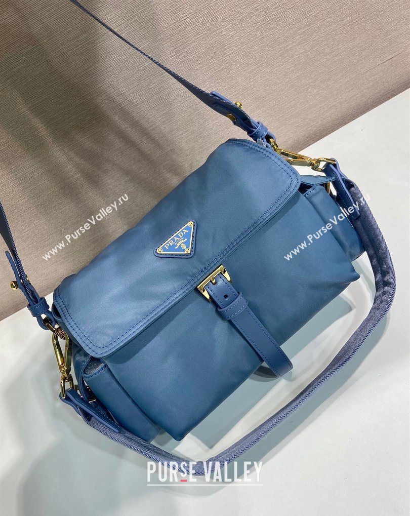 Prada Explore medium Re-Nylon shoulder bag with flap Blue 2026 1BD394 (YZ-260410128)