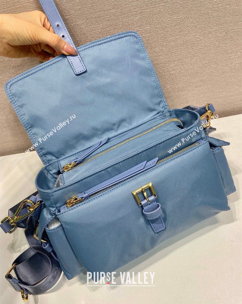 Prada Explore medium Re-Nylon shoulder bag with flap Blue 2026 1BD394 (YZ-260410128)