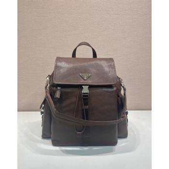 Prada Mens Explore leather backpack bag Coffee Brown 2026 2VZ118 (YZ-260410123)