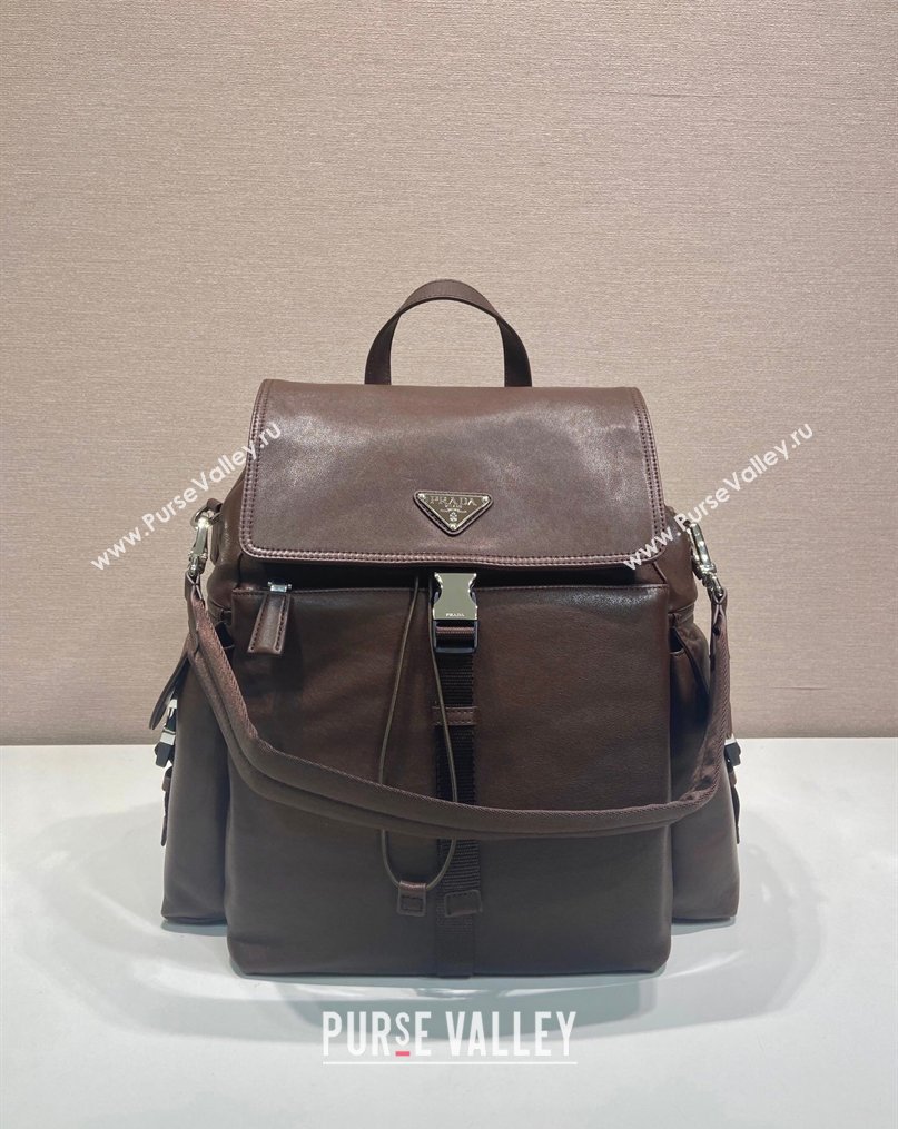 Prada Mens Explore leather backpack bag Coffee Brown 2026 2VZ118 (YZ-260410123)