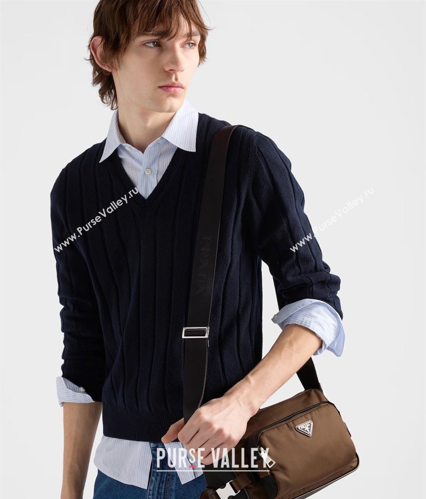 Prada Mens Medium Re-Nylon and Saffiano leather shoulder bag Brown 2026 2VH192 (YZ-260410132)