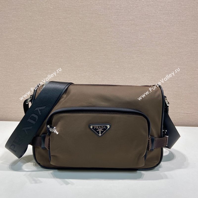 Prada Mens Medium Re-Nylon and Saffiano leather shoulder bag Brown 2026 2VH192 (YZ-260410132)