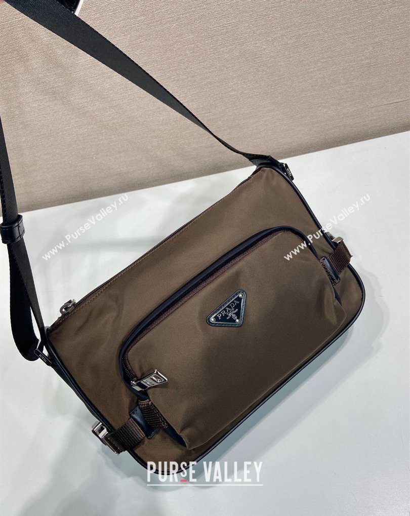Prada Mens Medium Re-Nylon and Saffiano leather shoulder bag Brown 2026 2VH192 (YZ-260410132)