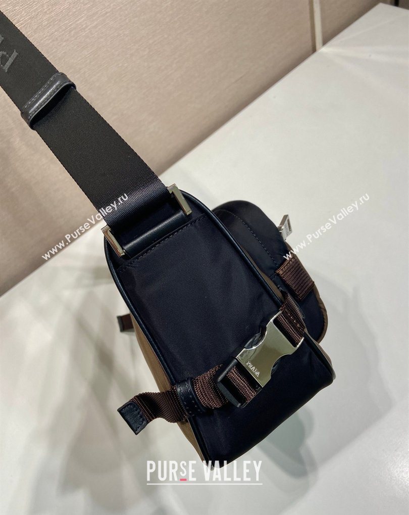 Prada Mens Medium Re-Nylon and Saffiano leather shoulder bag Brown 2026 2VH192 (YZ-260410132)