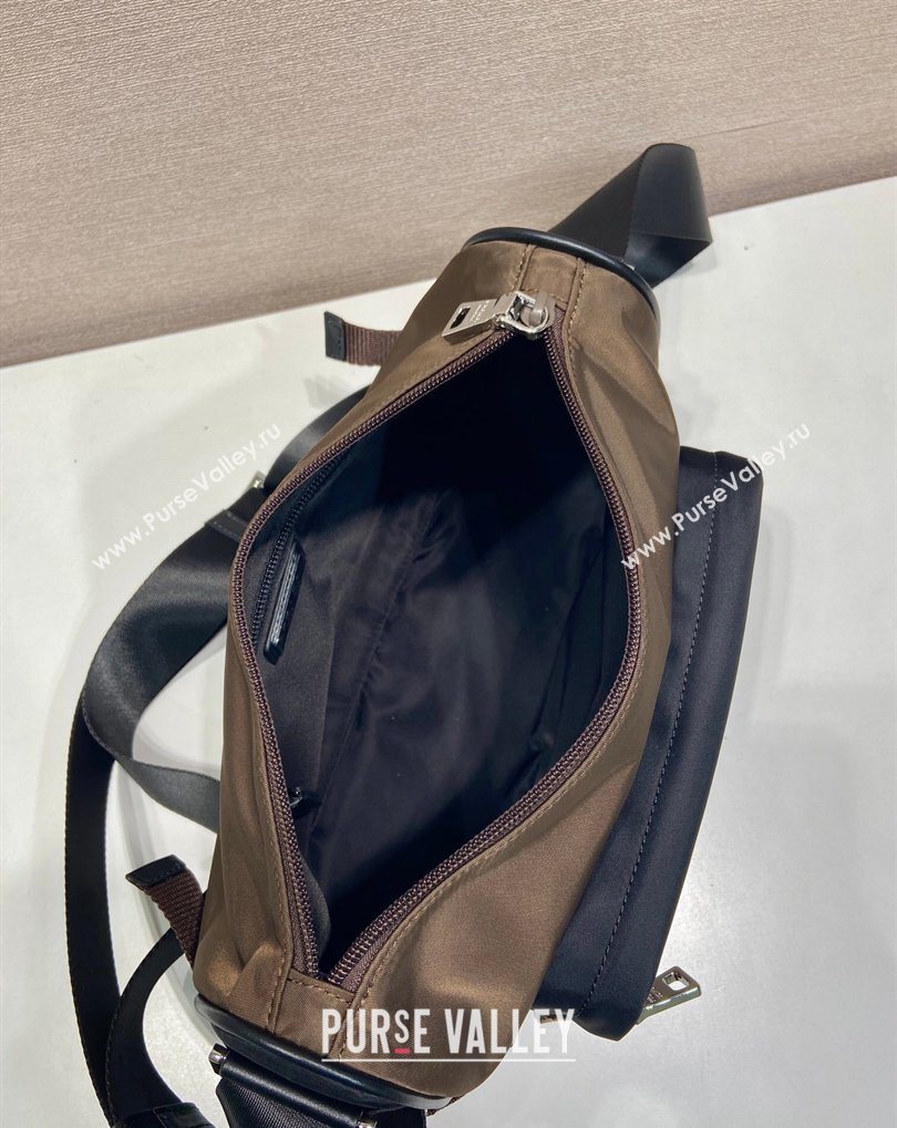 Prada Mens Medium Re-Nylon and Saffiano leather shoulder bag Brown 2026 2VH192 (YZ-260410132)