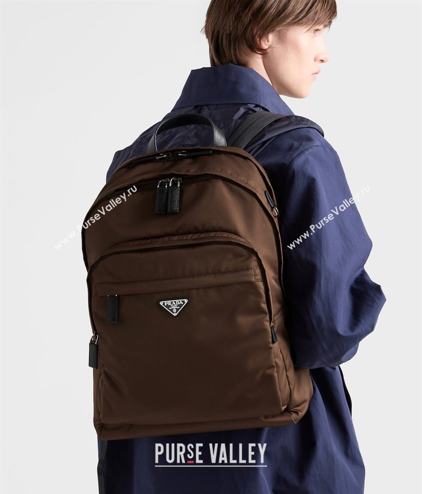 Prada Re-Nylon and Saffiano Leather Backpack Bag 2VZ048 Brown 2026 (YZ-260410133)