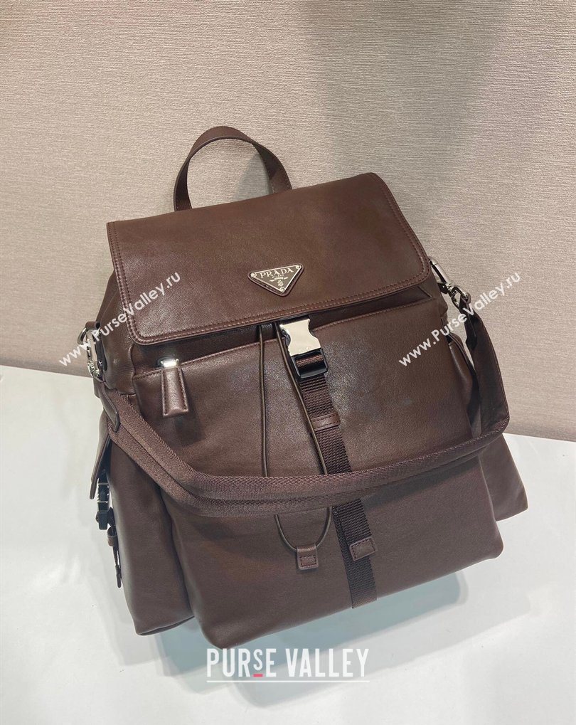 Prada Mens Explore leather backpack bag Coffee Brown 2026 2VZ118 (YZ-260410123)