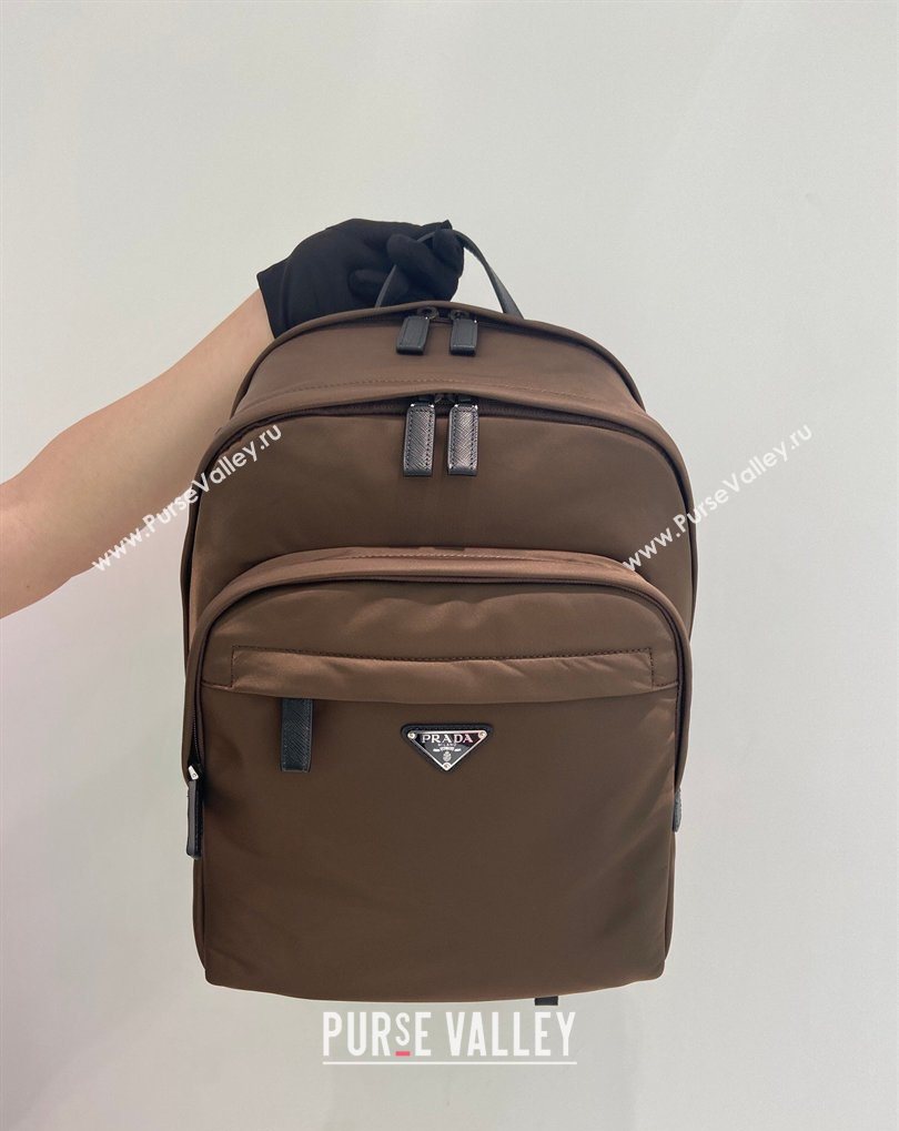 Prada Re-Nylon and Saffiano Leather Backpack Bag 2VZ048 Brown 2026 (YZ-260410133)