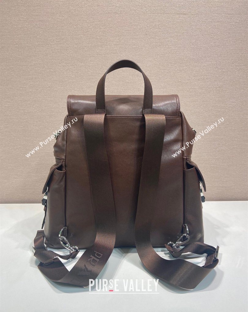 Prada Mens Explore leather backpack bag Coffee Brown 2026 2VZ118 (YZ-260410123)