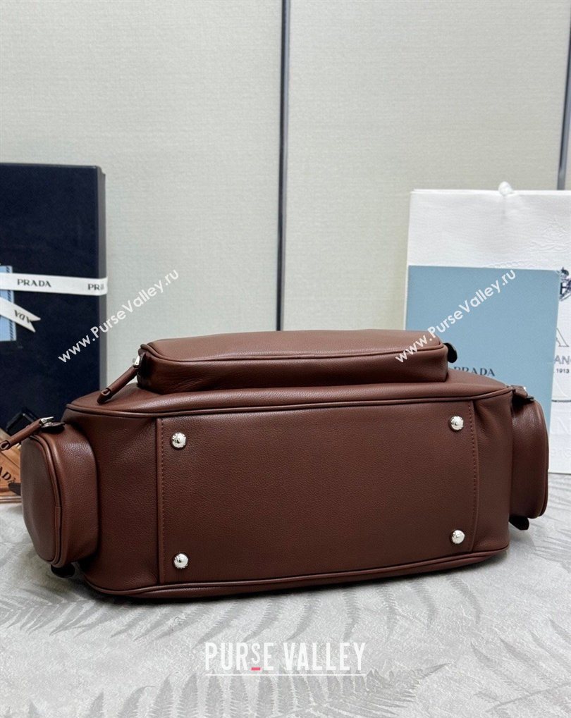 Prada Medium washed leather hobo bag Cocoa Brown 1BC276 2026 (YZ-260410134)