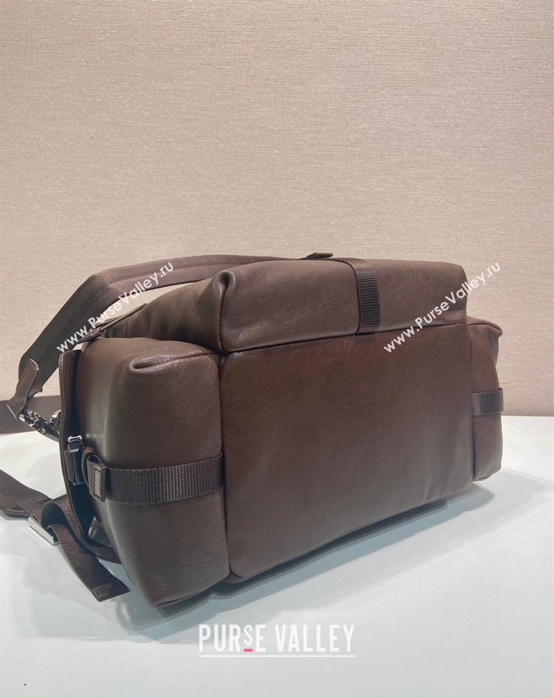 Prada Mens Explore leather backpack bag Coffee Brown 2026 2VZ118 (YZ-260410123)