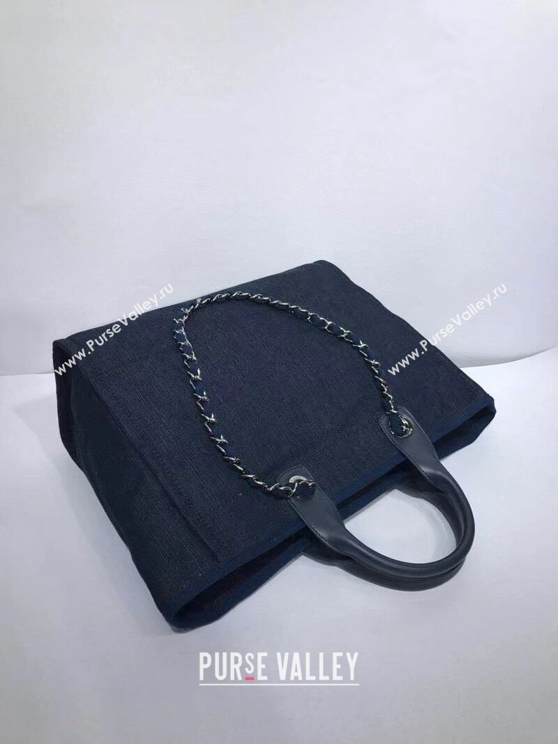 Chanel Deauville Denim Large Shopping Bag Blue 2024 (YEZI-24050601)