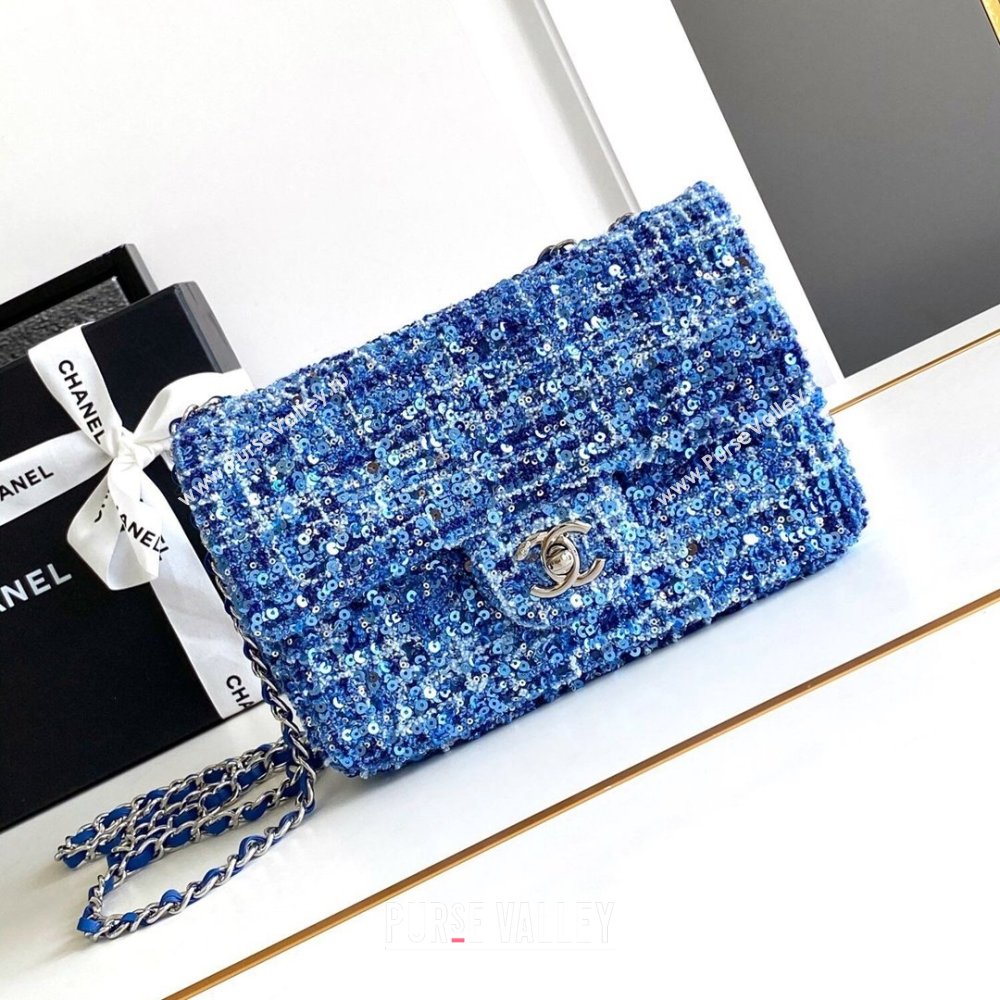 Chanel Sequins Tweed Mini Flap Bag Blue 2024 (JY-24071812)