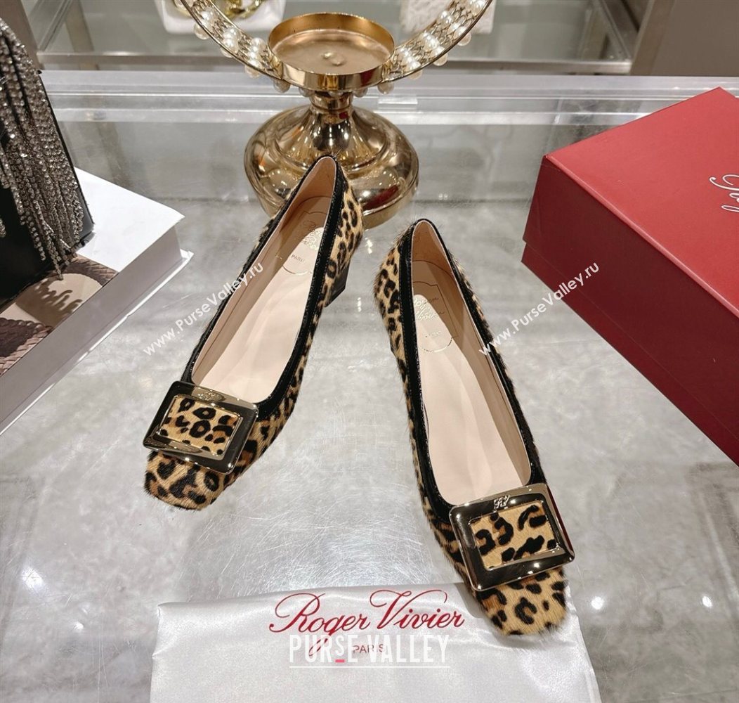 Roger Vivier Belle Vivier Pumps 4.5cm in Leopard Print Pony Hair Beige/Black 2025 RV121106 (MD-251211138)
