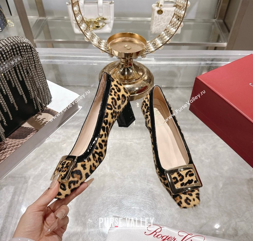 Roger Vivier Belle Vivier Pumps 4.5cm in Leopard Print Pony Hair Beige/Black 2025 RV121106 (MD-251211138)