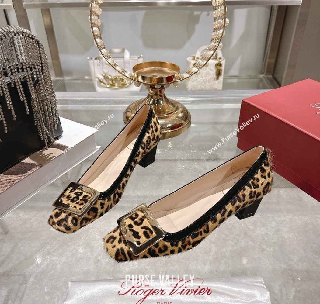 Roger Vivier Belle Vivier Pumps 4.5cm in Leopard Print Pony Hair Beige/Black 2025 RV121106 (MD-251211138)
