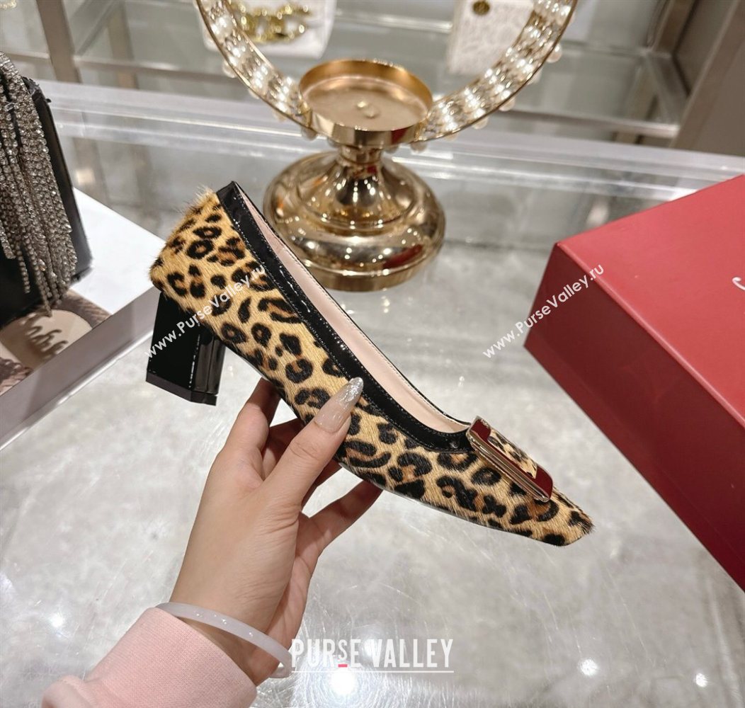 Roger Vivier Belle Vivier Pumps 4.5cm in Leopard Print Pony Hair Beige/Black 2025 RV121106 (MD-251211138)