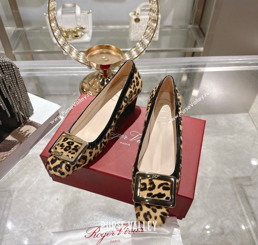 Roger Vivier Belle Vivier Pumps 4.5cm in Leopard Print Pony Hair Beige/Black 2025 RV121106 (MD-251211138)