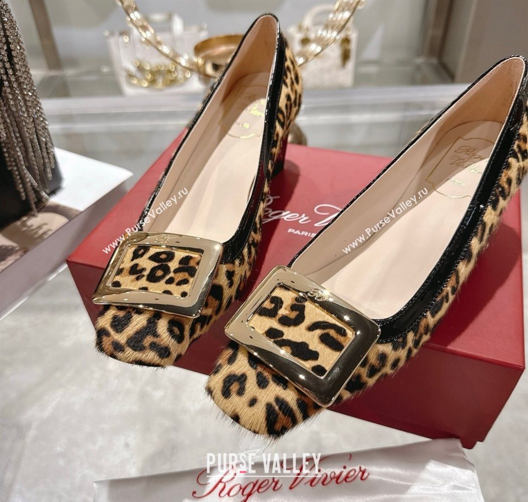 Roger Vivier Belle Vivier Pumps 4.5cm in Leopard Print Pony Hair Beige/Black 2025 RV121106 (MD-251211138)
