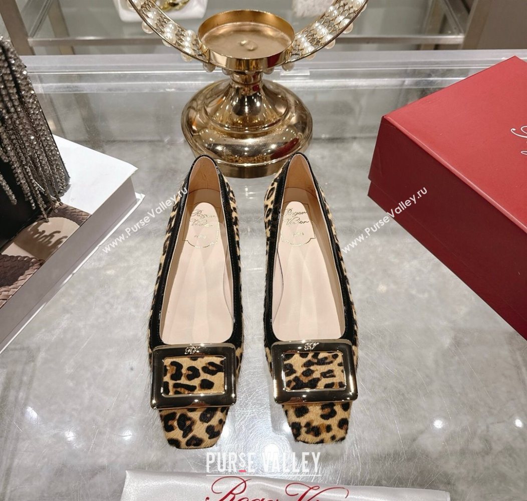 Roger Vivier Belle Vivier Ballerinas Flat in Leopard Print Pony Hair Beige/Black 2025 RV121106 (MD-251211139)