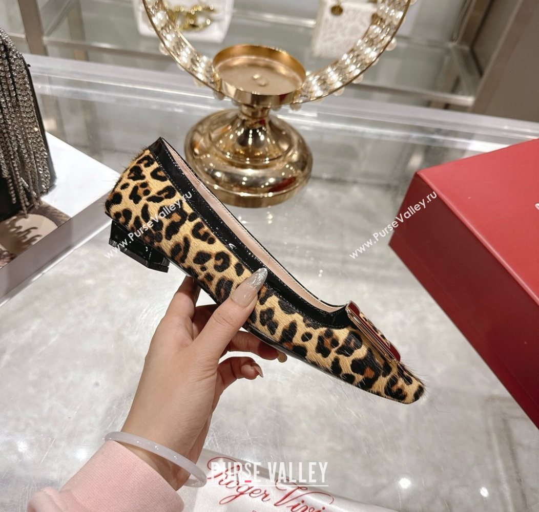 Roger Vivier Belle Vivier Ballerinas Flat in Leopard Print Pony Hair Beige/Black 2025 RV121106 (MD-251211139)