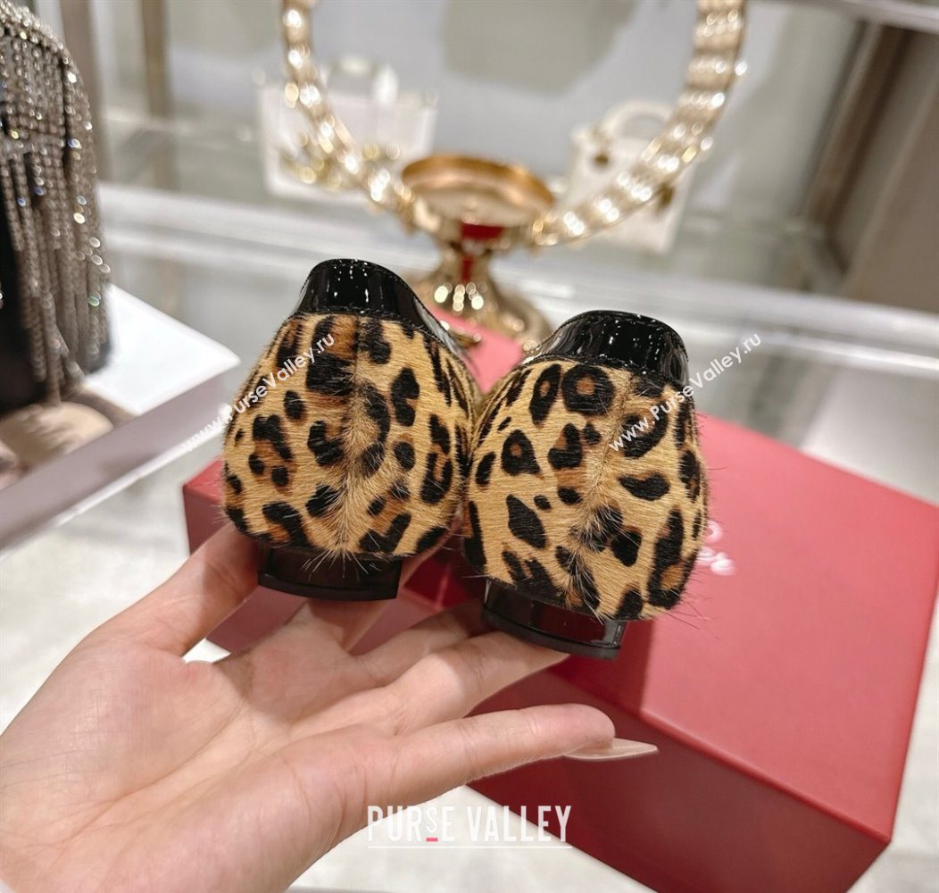 Roger Vivier Belle Vivier Ballerinas Flat in Leopard Print Pony Hair Beige/Black 2025 RV121106 (MD-251211139)