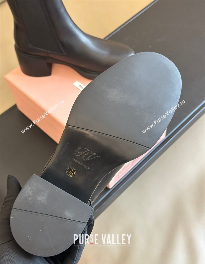 Roger Vivier Viv Rangers Chelsea Booties 6cm in Calfskin Leather with Metal Buckle Black 2025 RV121204 (KL-251212026)